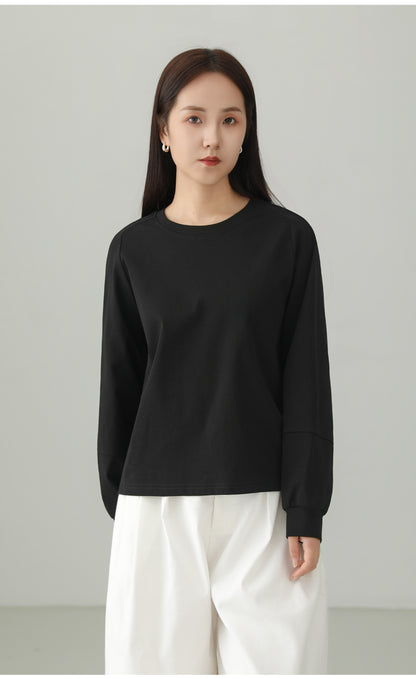 Cotton Stretch Minimal Loose Long Sleeve T-shirt B4727