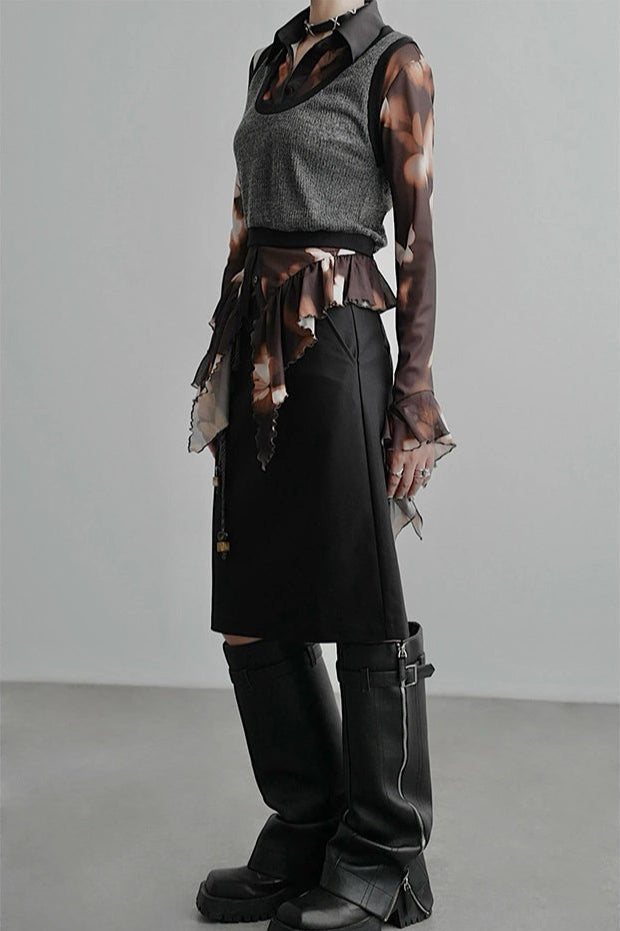 中長直筒裙 B4256