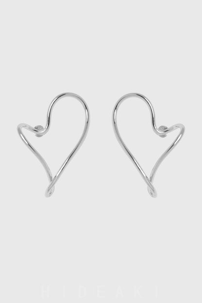 S925鏤空不規則桃心耳環 B4128