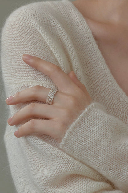 S925 ギャラクシーウーブンスレッドオープンリング　B4521