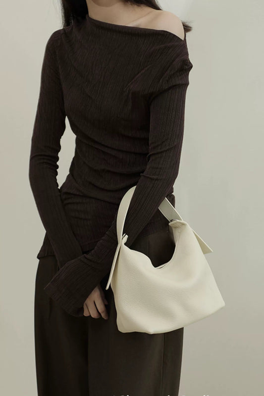 Leather Underarm Bucket Shoulder Bag B4413