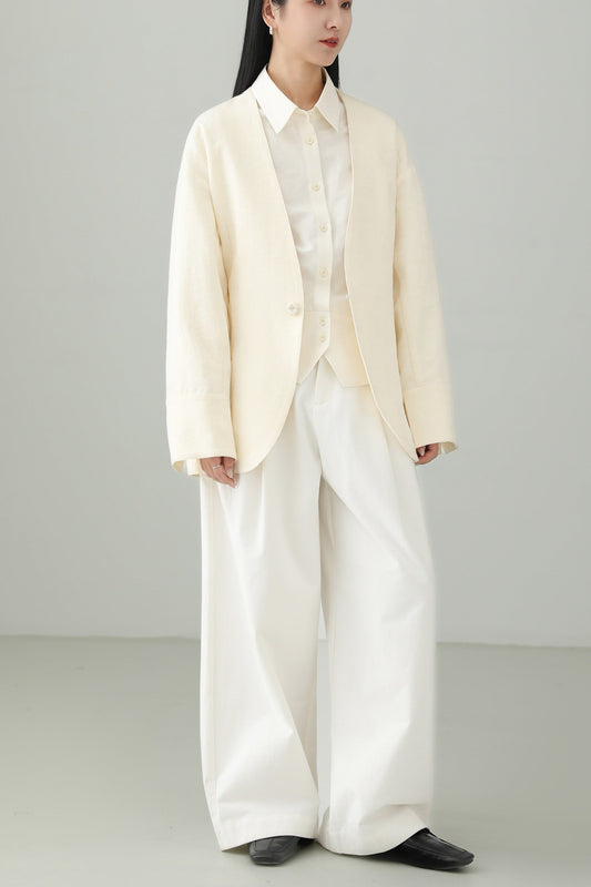 ミニマリストジャガードVネックジャケット　B4659