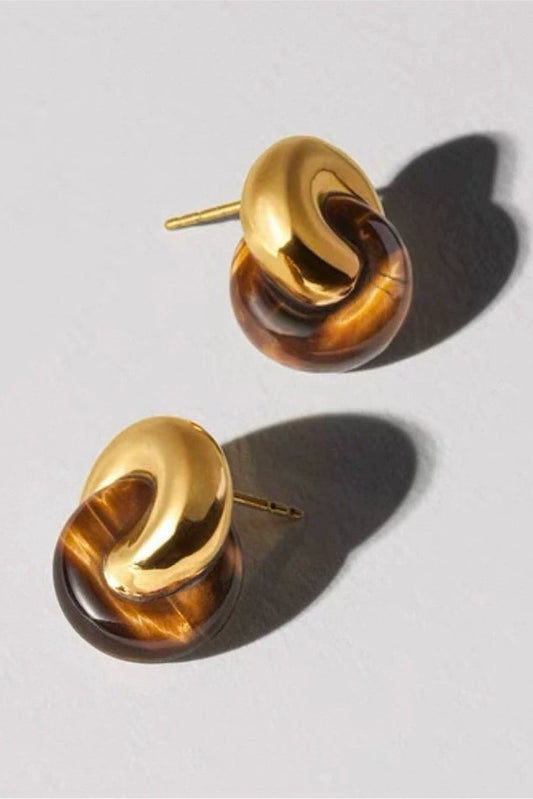 S925ジャイアントファイヤータイガーアイピアス　B4387