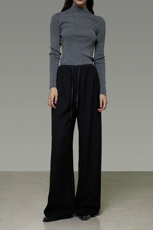 ドローストリングリラックス＆スリミングワイドパンツ　B4502