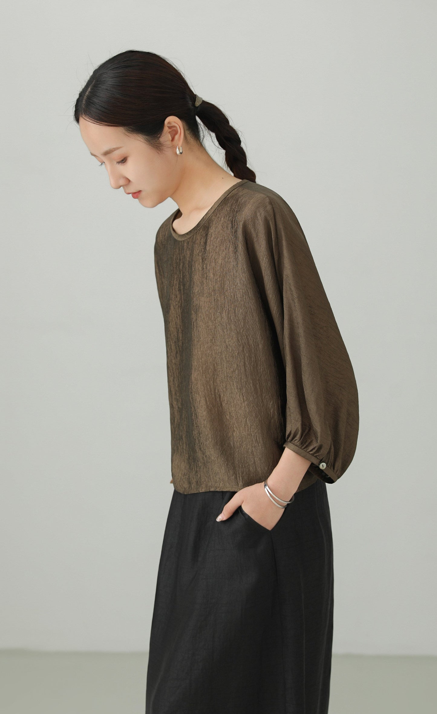 Acetate Crepe Dolman Sleeve Blouse B4893