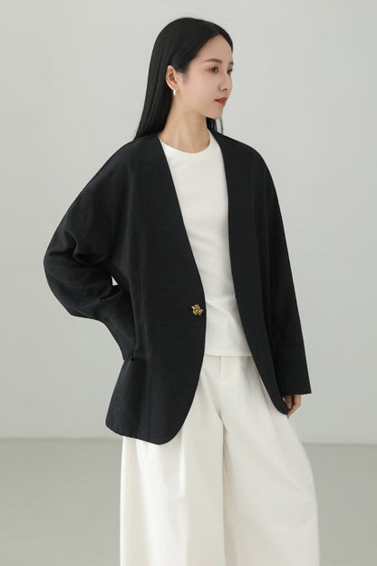 Minimalist Jacquard V-Neck Jacket B4659