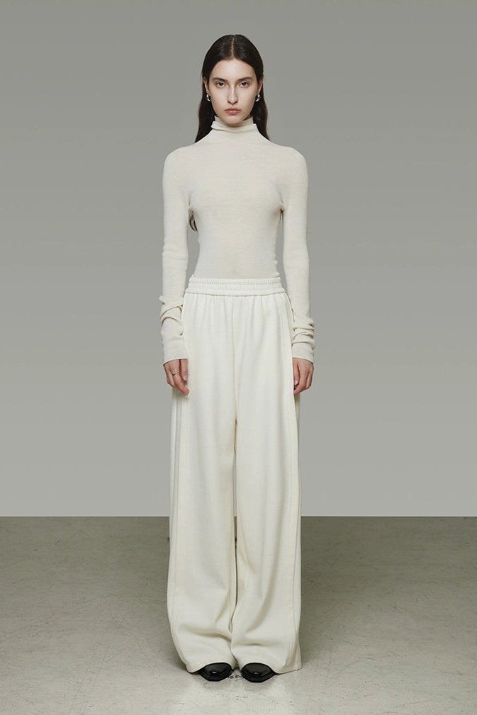 Elastic waist versatile wide pants B4487