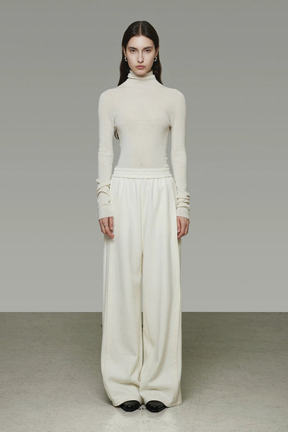 Elastic waist versatile wide pants B4487