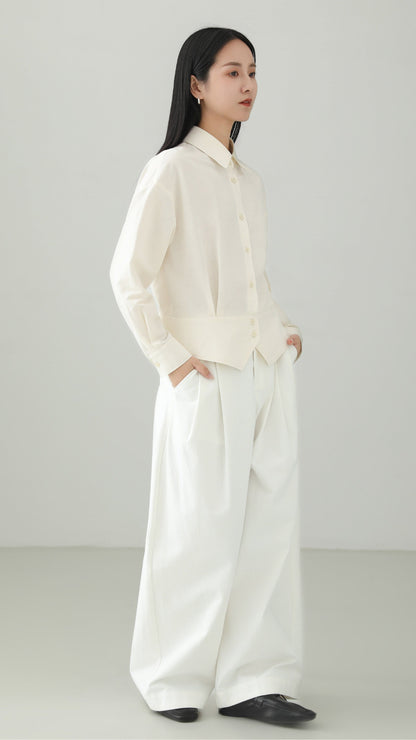 Linen blend peplum design top B4665