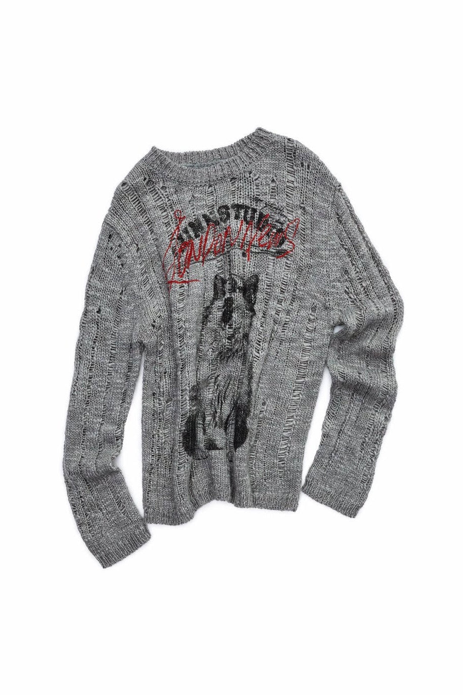 アイスランドアニマルプリントオープンワークセーター　B4392