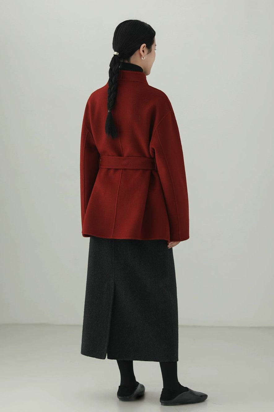 100% ウールダブルフェイスシングルボタンコート　B4527