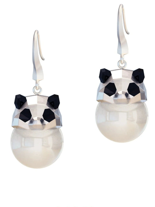 Giant Panda Pearl Polygon Earrings B2789