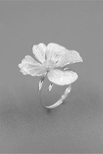S925 Flower Peony Open Ring B4264