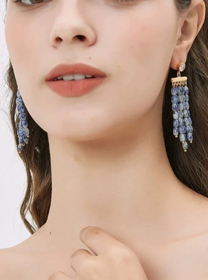 Natural stone tassel earrings B2712