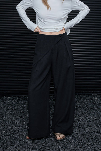 黑色闊腿西裝褲 B4608