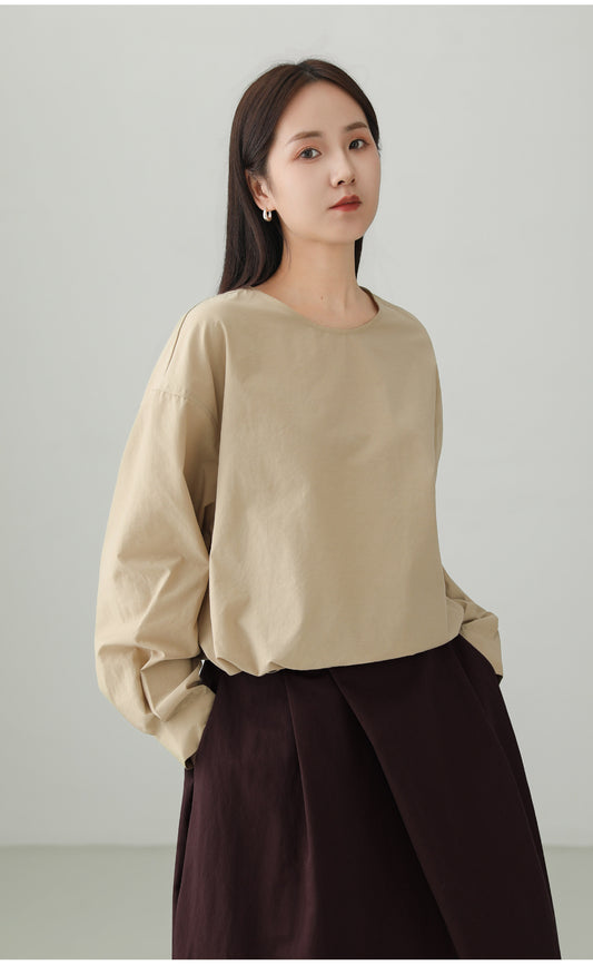 ミニマルクルーネックプルオーバーシャツ　B4729