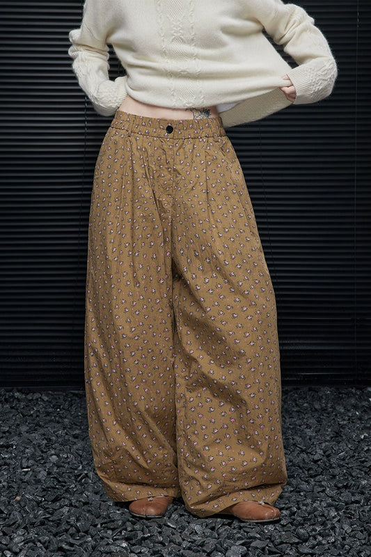 フローラルパターンウオームワイドパンツ　B4544