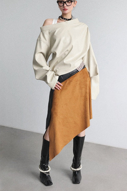 ワイドウエストアシメトリースカート　B4648