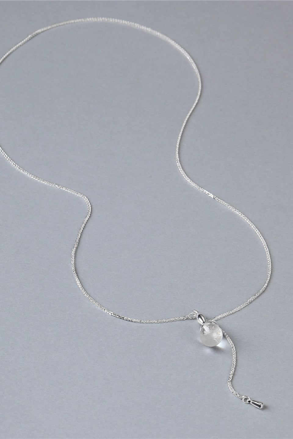 S925シャドウホワイトクリスタルペンダントネックレス　B4516