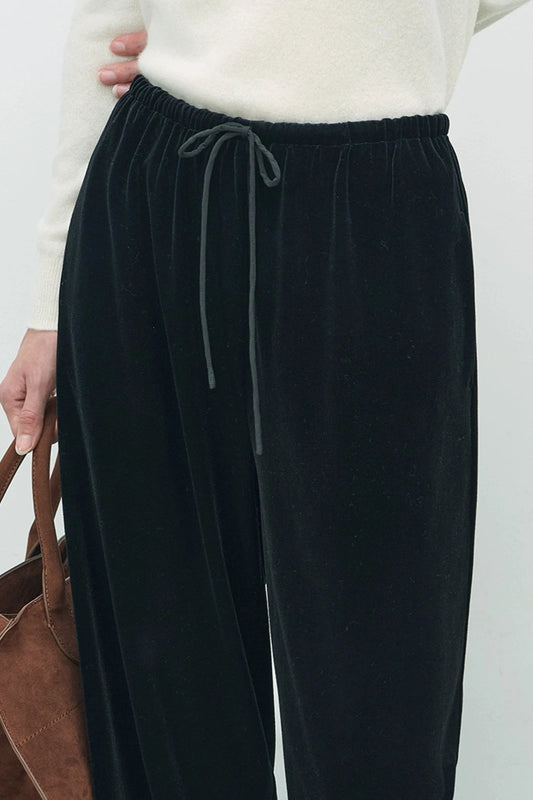 高腰黑絲絨褲 B3418