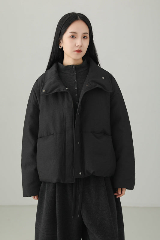 Minimalist Stand Collar Down Jacket B4533