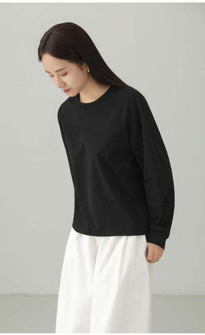 Cotton Stretch Minimal Loose Long Sleeve T-shirt B4727