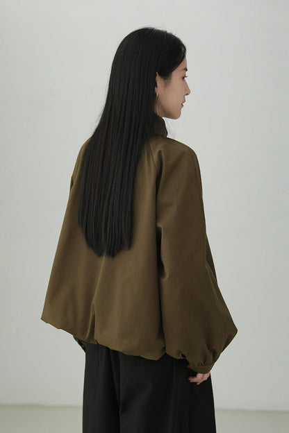 Stand collar gathered jacket B4274