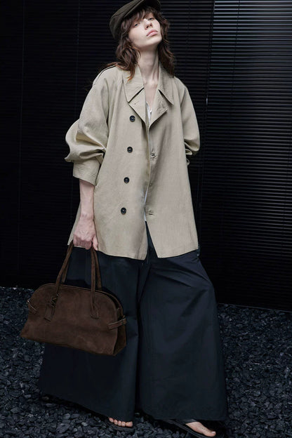 ライトカーキトレンチハーフコート　B4239