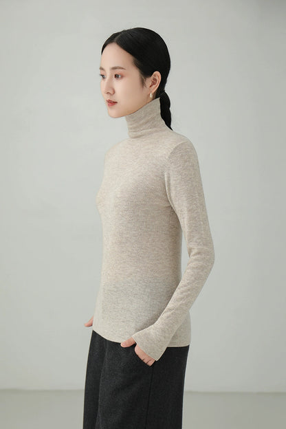100% ウールウルトラファインハイネックセーター　B4531