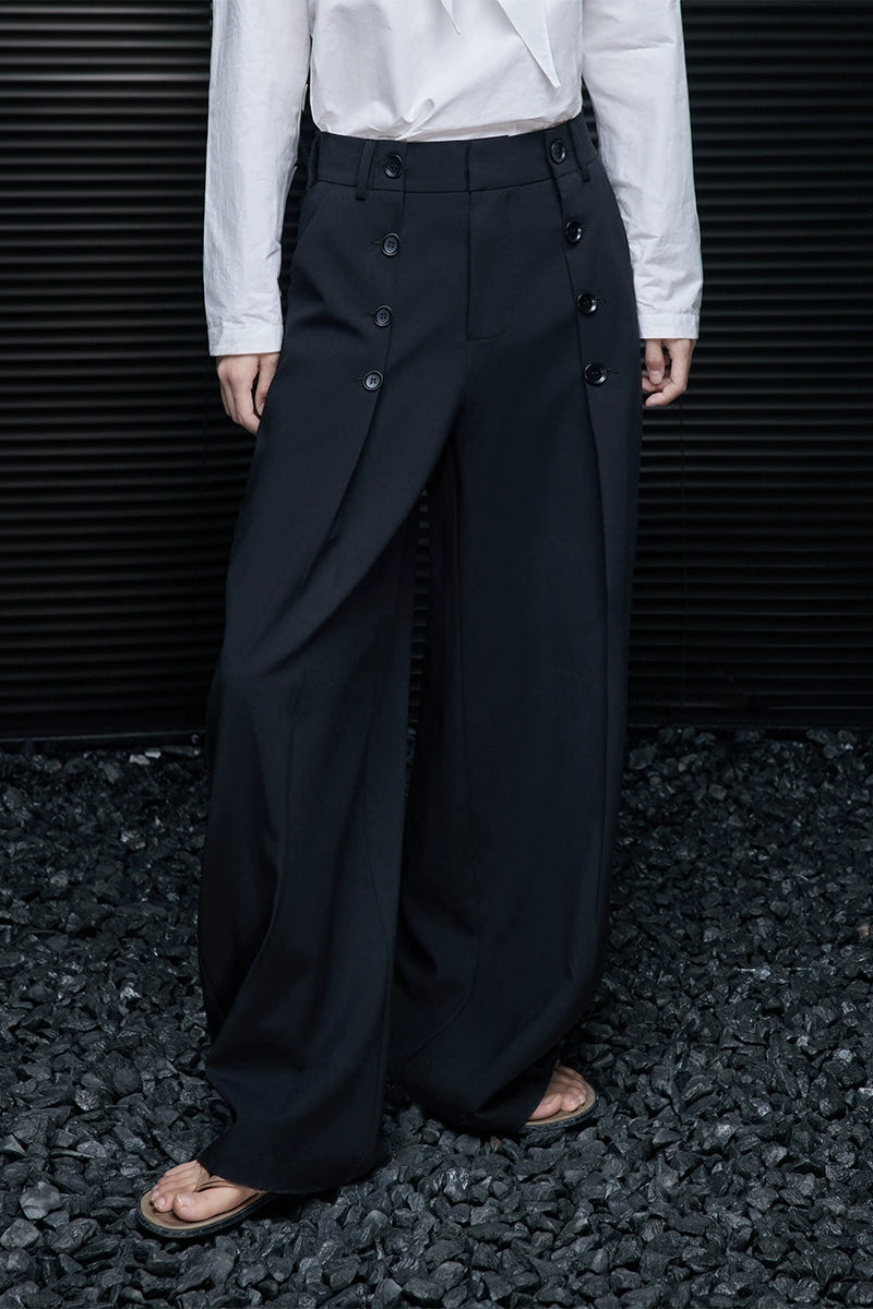 ブラックダブルブレストワイドパンツ　B4358
