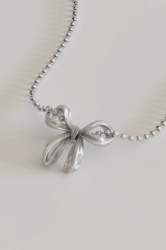 S925ボウニッチネックレス　B4298
