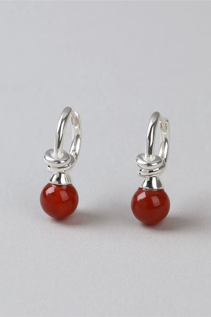 S925ラッキーノットレッドアゲートピアス　B4565