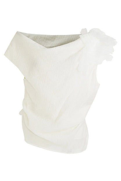 Asymmetrical Floral Off-Shoulder Blouse B4768