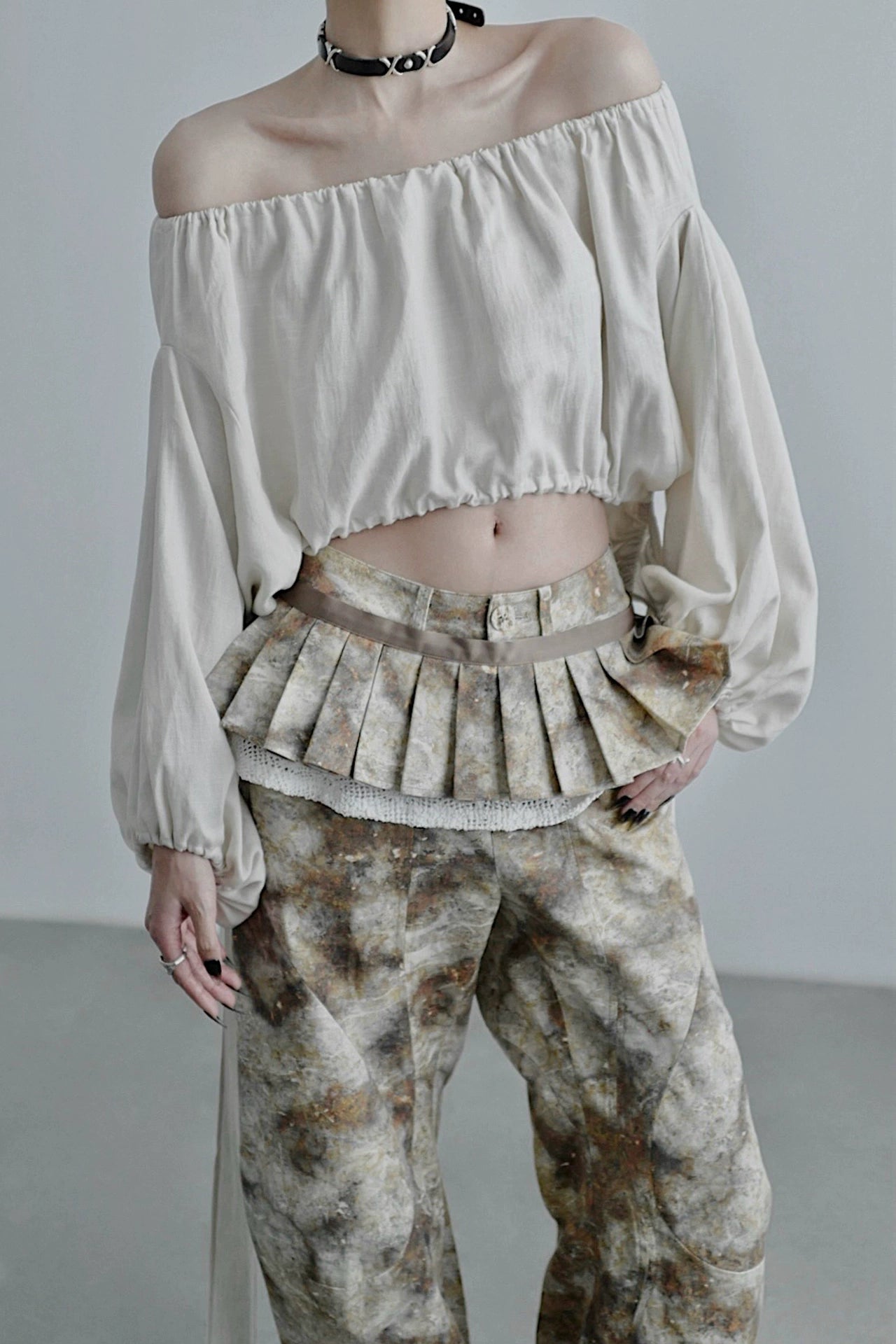 ワンラインカラー長袖シャツ　B4252