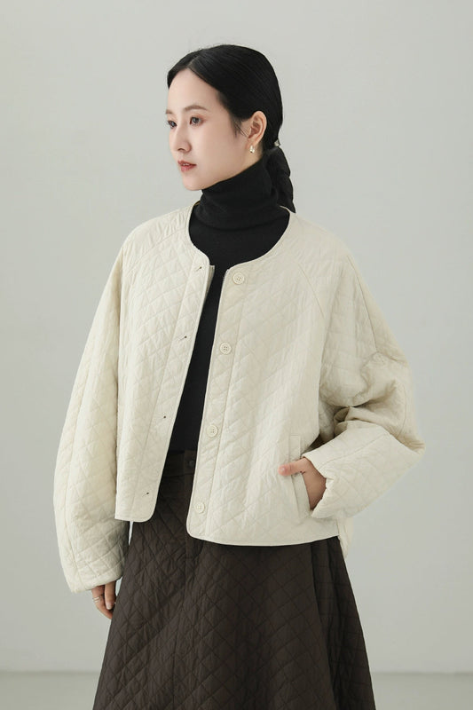 Wool quilted short coat B4532