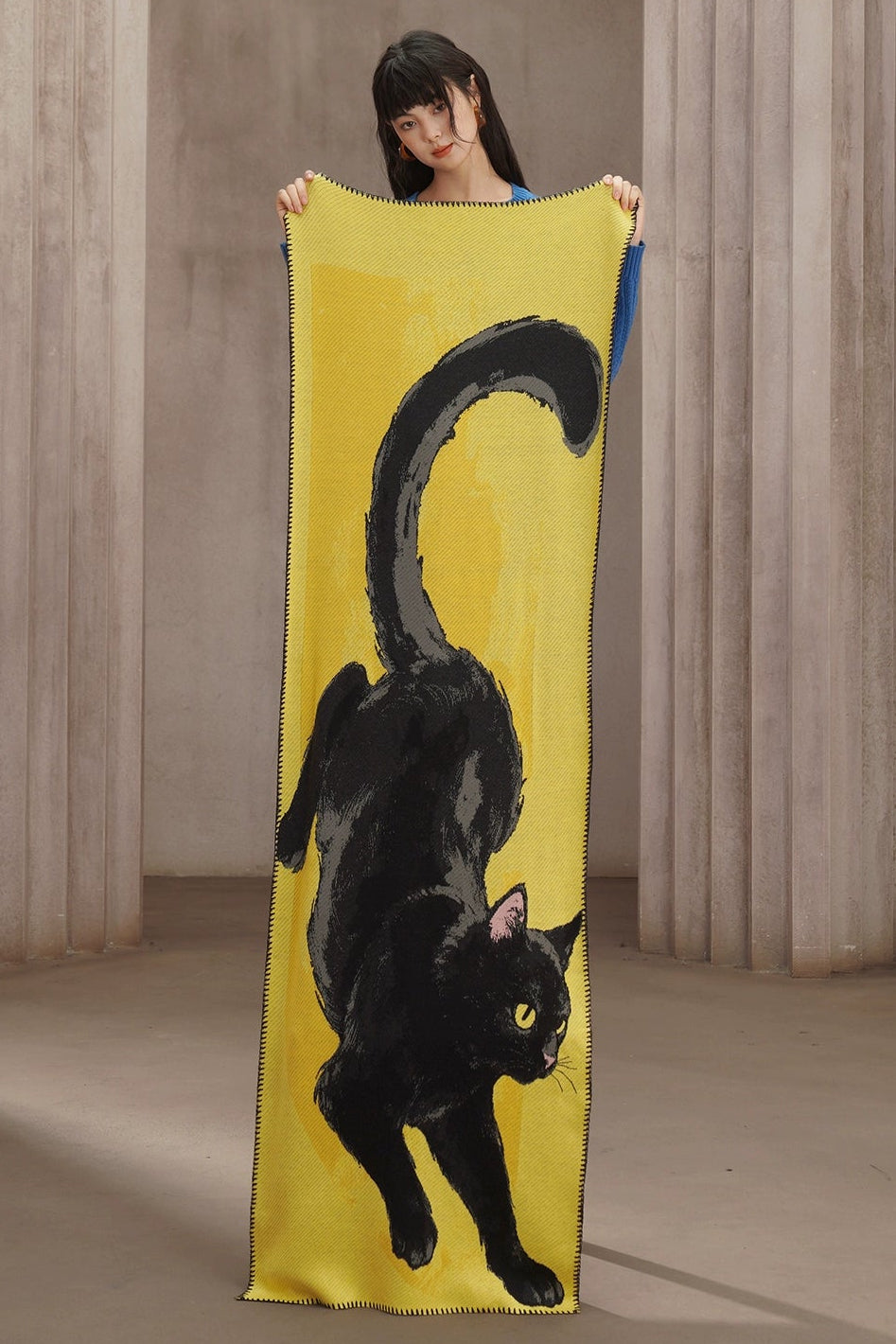 黒猫ニットロングショール　B4452