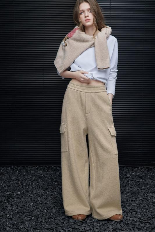 100% Wool American Retro Wide Pants B4546