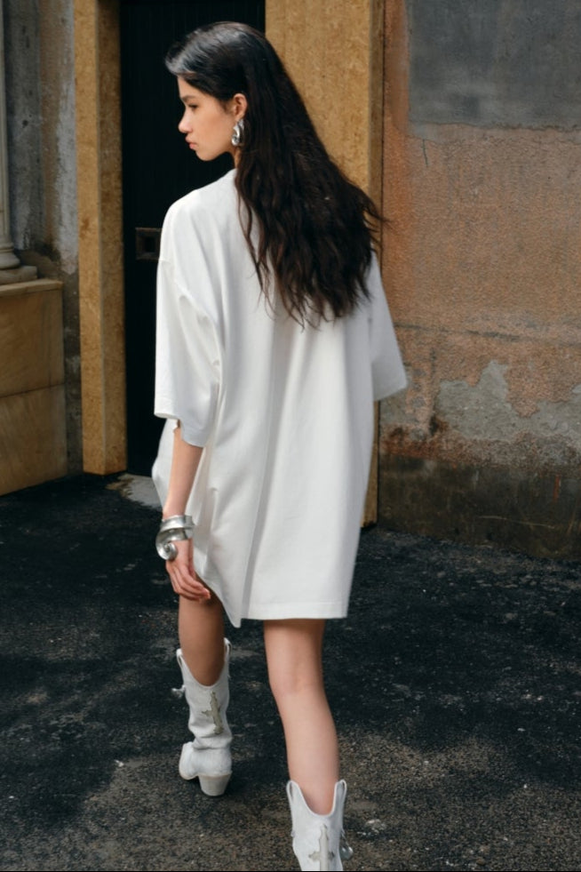 フラワーモノグラムプリントルーズTシャツ　B3942