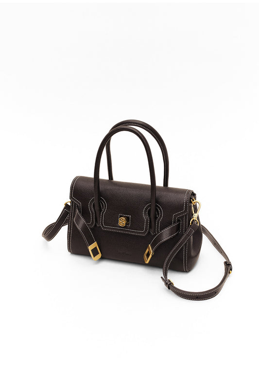 Classic Vintage-Style Leather Mini Handbag B5026