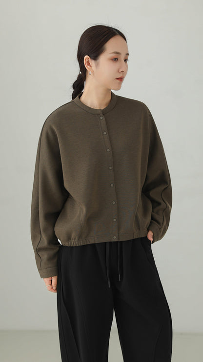 Minimalist Collarless Dolman Sleeve Blouson B5004