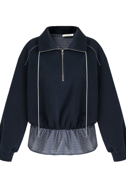 Contrast half-zipper sweatshirt B4441