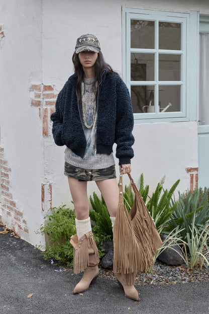 アイスランドアニマルプリントオープンワークセーター　B4392