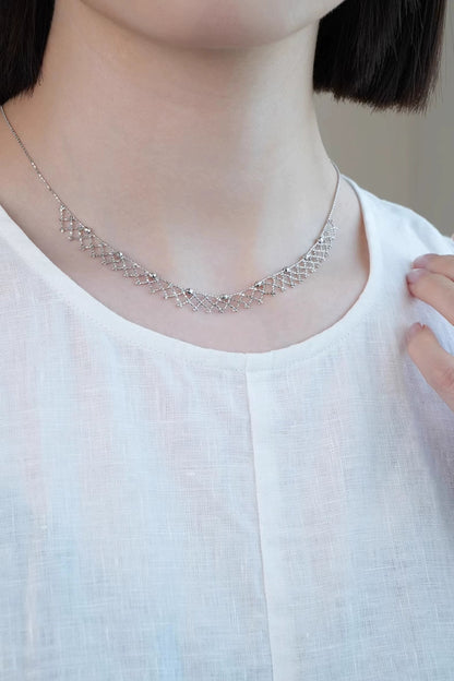S925メッシュ編みレースネックレス　B4190
