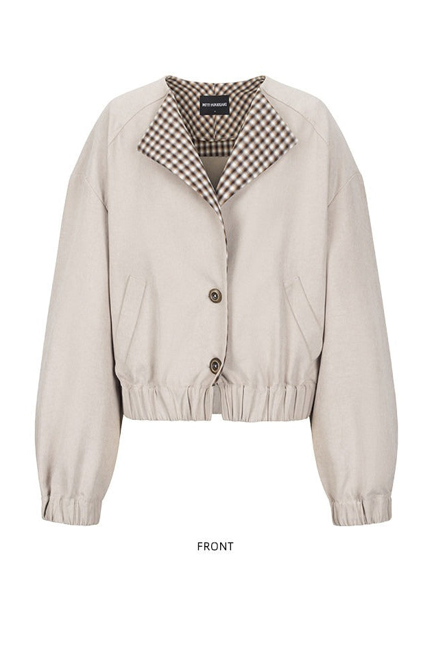 ラペルワイドショルダーショートジャケット　B4653