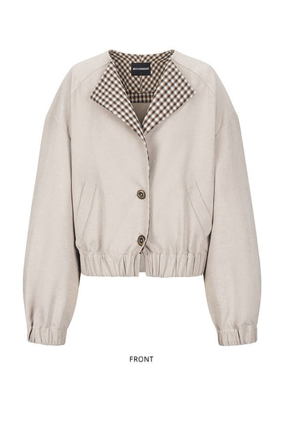 ラペルワイドショルダーショートジャケット　B4653