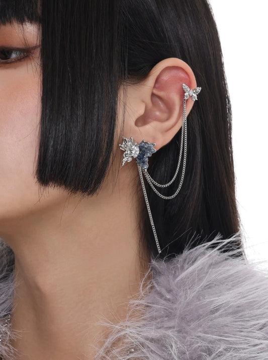 Gradient butterfly asymmetrical earrings B2834