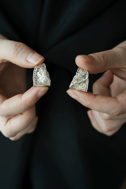 S925ヴィンテージクチナシファイバーハイエンドニッチピアス　B4146