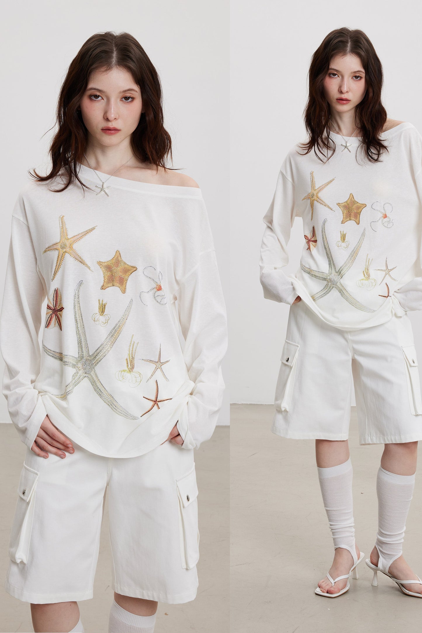 幸運海星露肩 T 卹 B3809