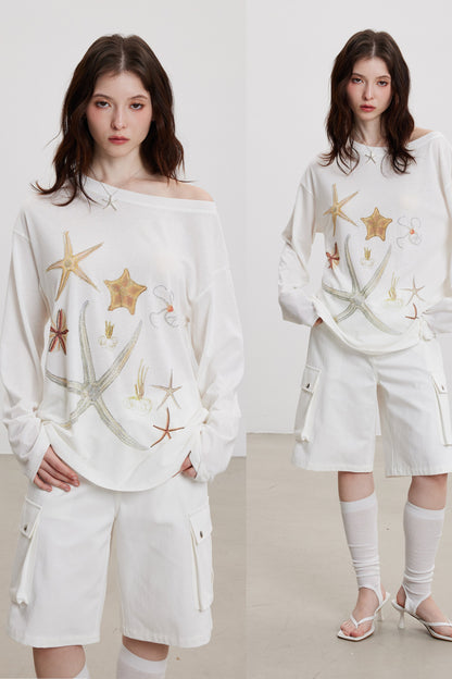 幸運海星露肩 T 卹 B3809