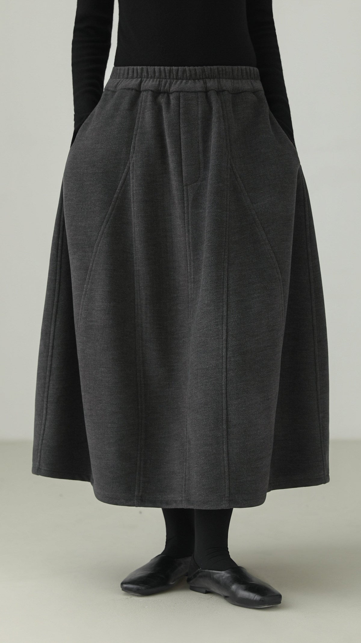 Wool-blend balloon midi skirt B5002